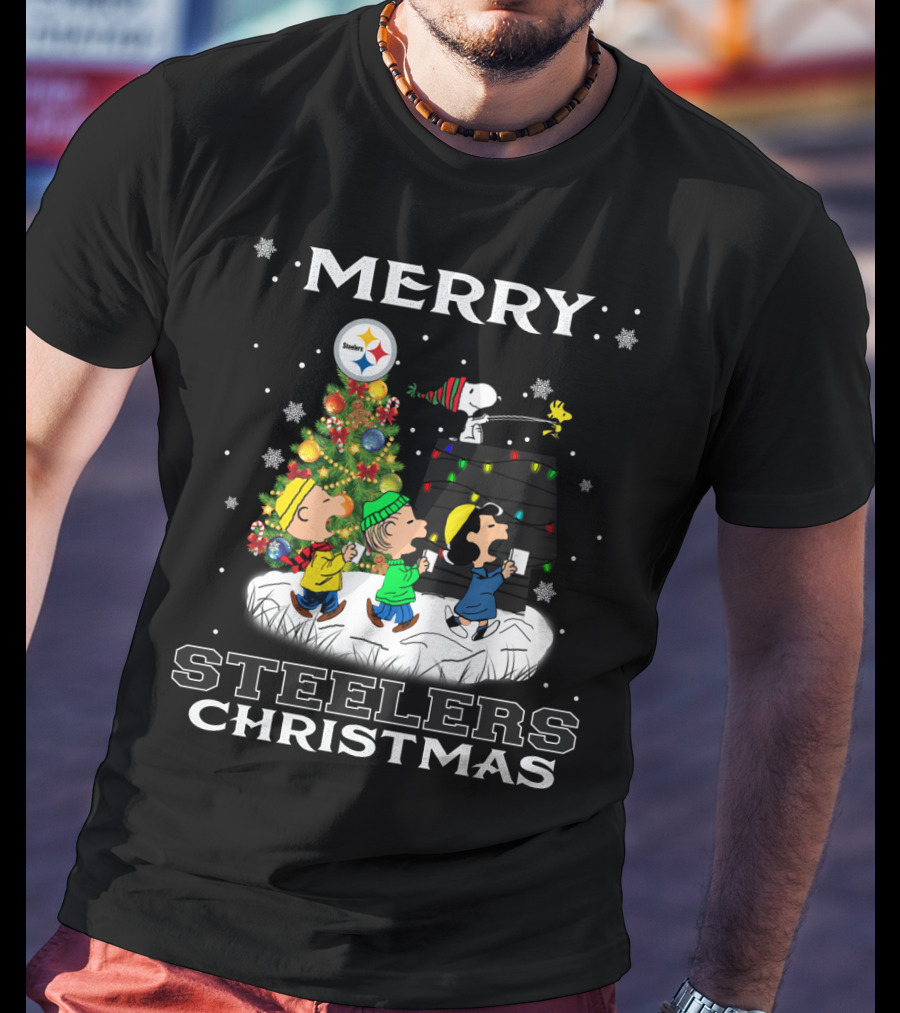 Merry Steelers Christmas Snoopy Peanuts Pittsburgh T-Shirt