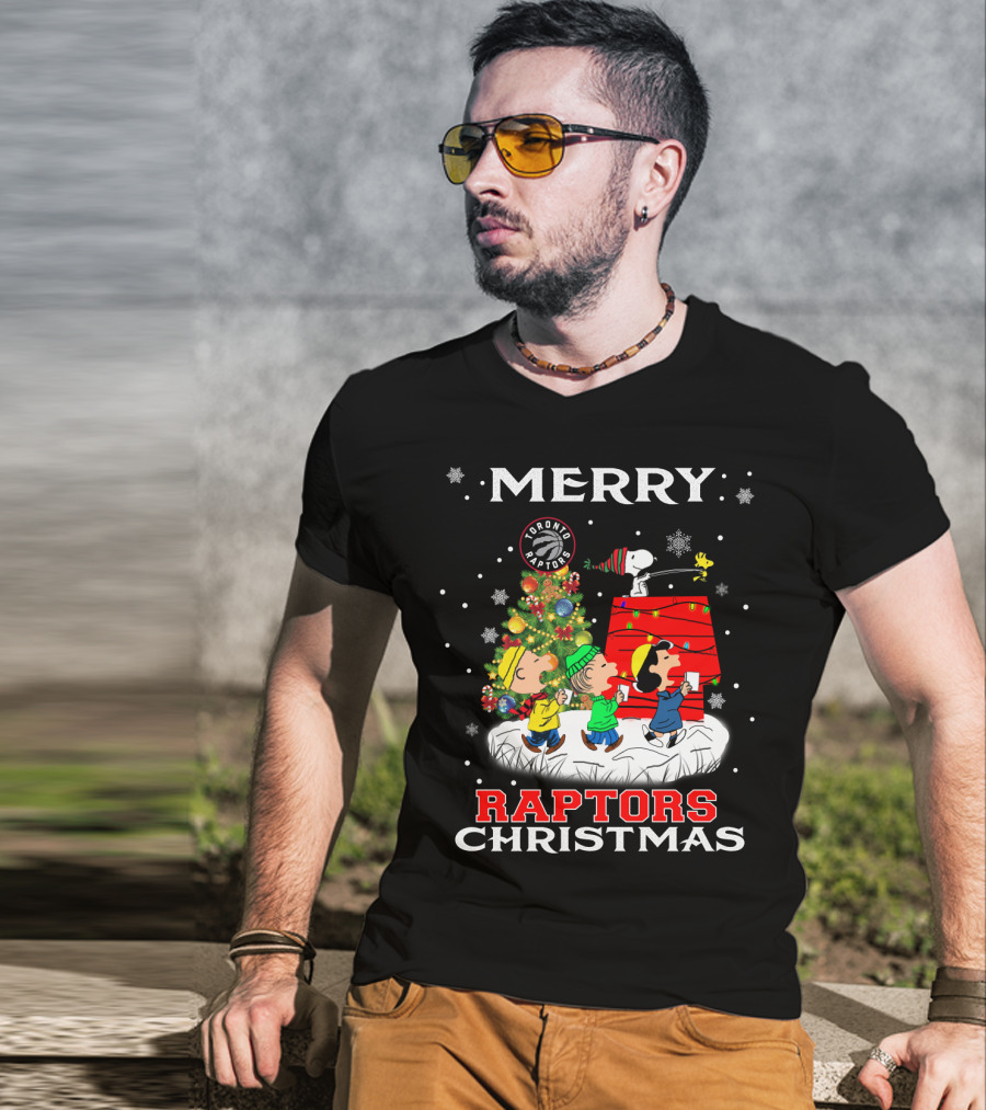 Merry Raptors Christmas Toronto Snoopy Fans T-Shirt