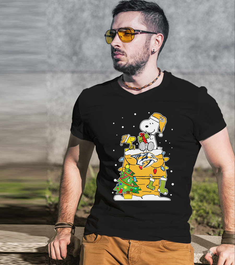 Nashville Predators Snoopy Christmas Celebration T-Shirt