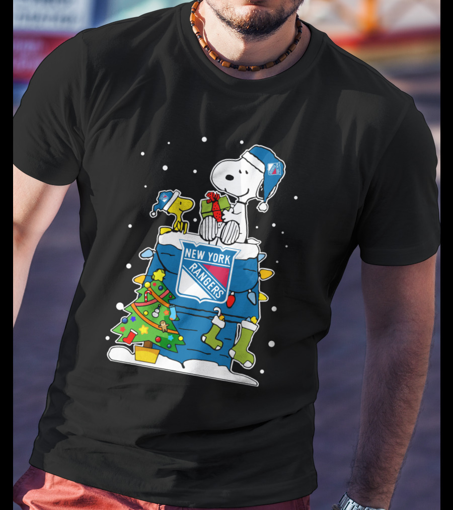 New York Rangers Snoopy Christmas Peanuts Holiday Hockey Fans T-Shirt