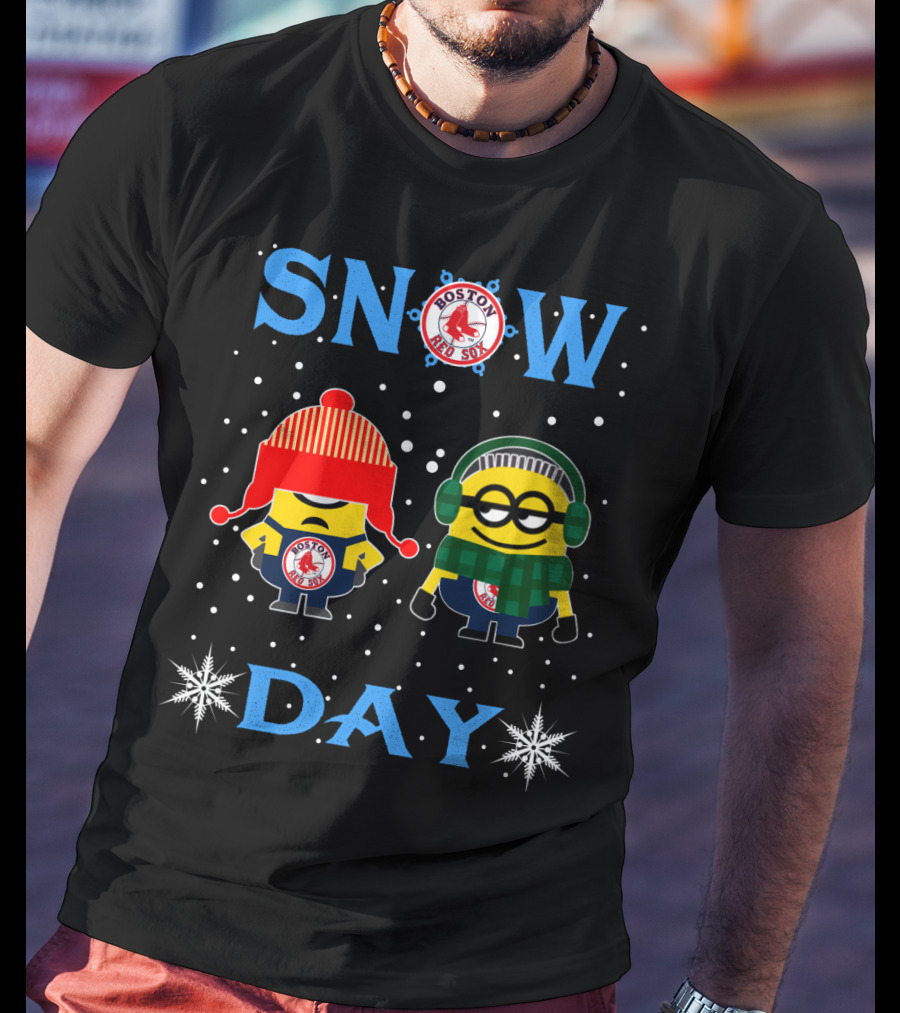 Snow Day Boston Red Sox Minion Fans Winter Fun T-Shirt