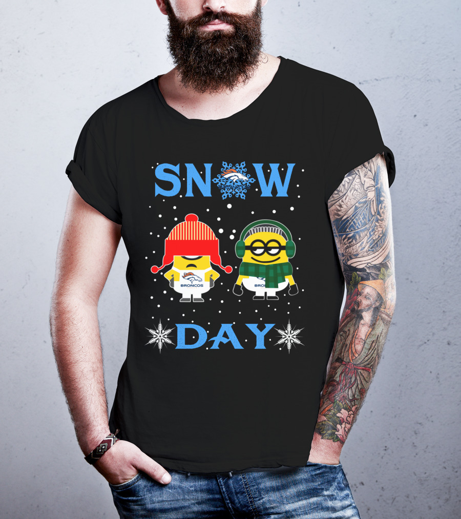 Denver Broncos Snow Day Minion Fans Winter Fun T-Shirt