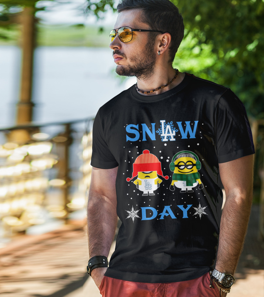Sn❆W La Day La Dodgers Minion Duo Winter Theme T-Shirt