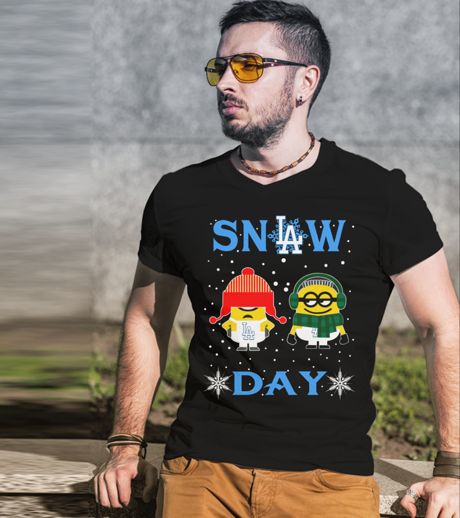 Sn❆W La Day La Dodgers Minion Duo Winter Theme T-Shirt