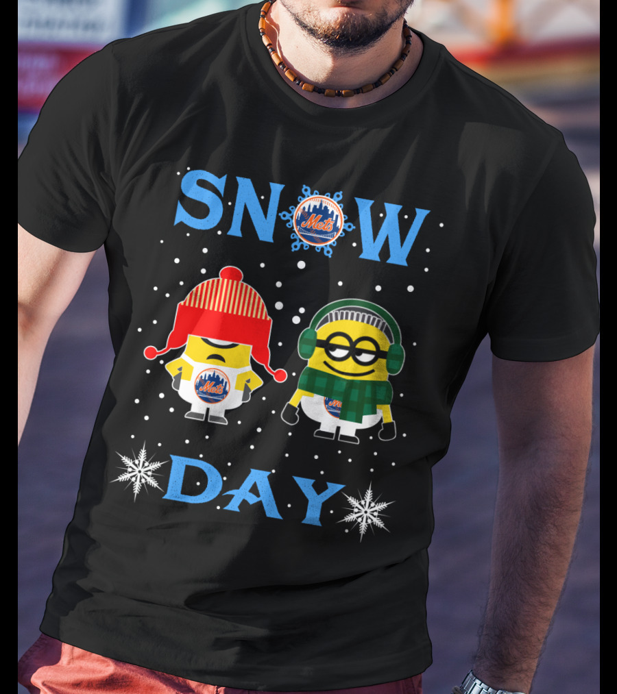 Snow Day New York Mets Minion Fans Winter Theme T-Shirt