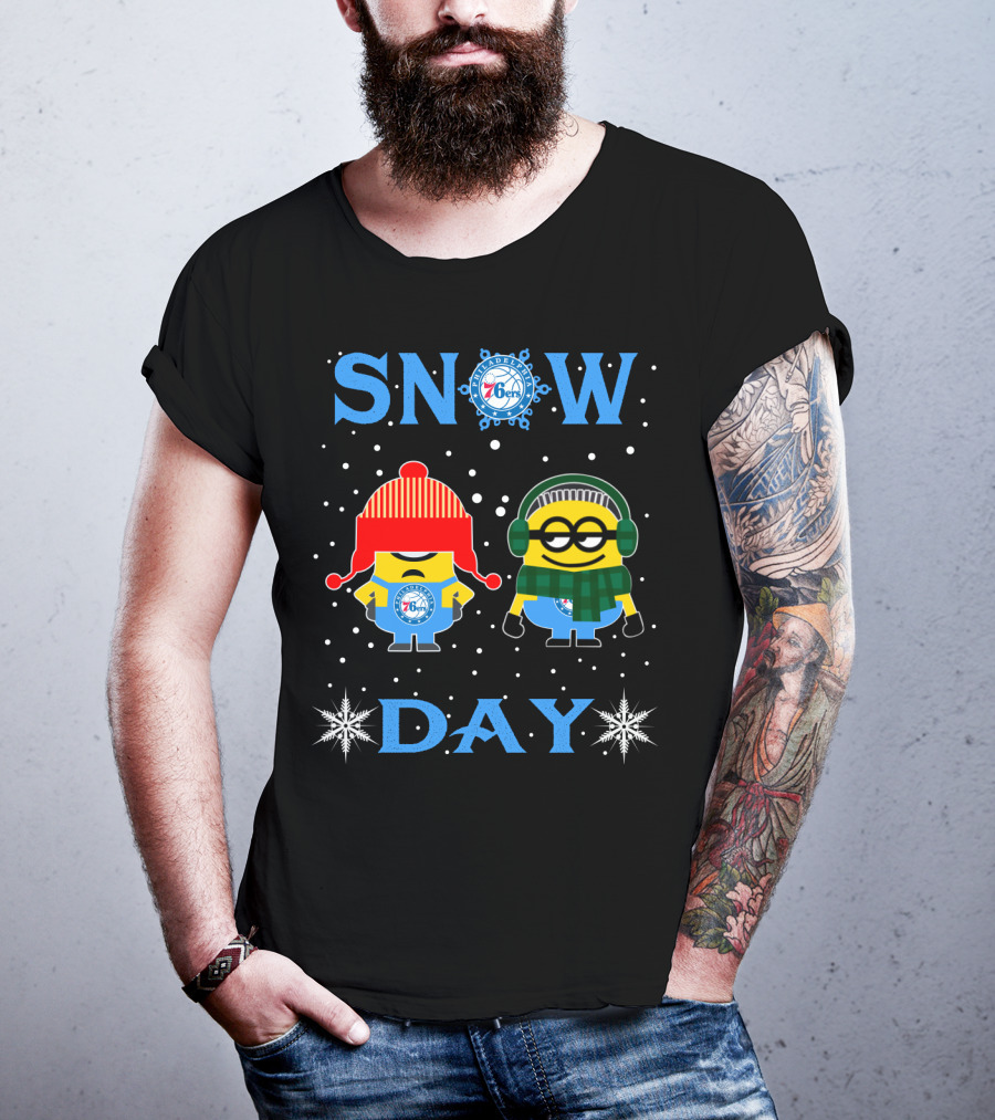 Snow Day Philadelphia 76ers Minion Winter Fun T-Shirt