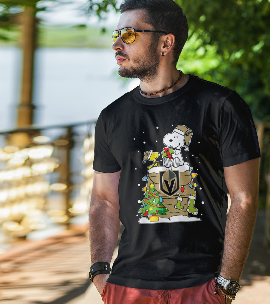 Vegas Golden Knights Snoopy And Woodstock Christmas Celebration T-Shirt