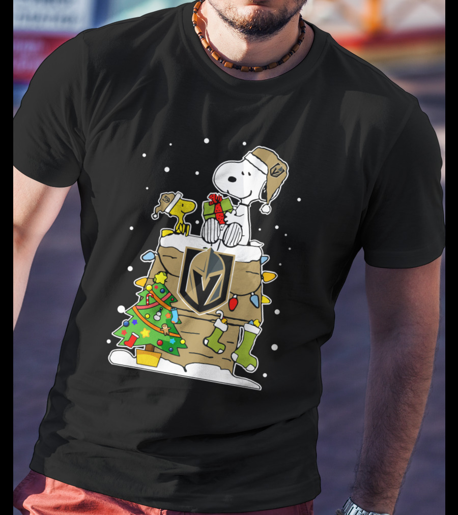 Vegas Golden Knights Snoopy And Woodstock Christmas Celebration T-Shirt