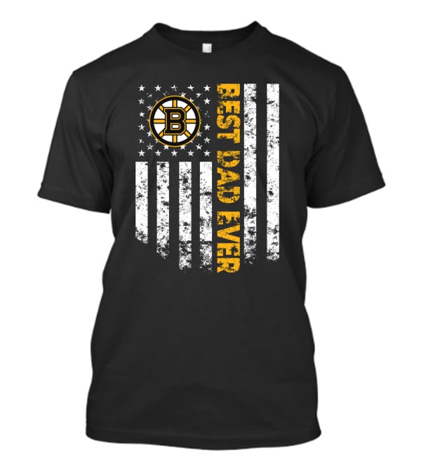 Best Boston Bruins Dad Ever American Flag Style T-Shirt