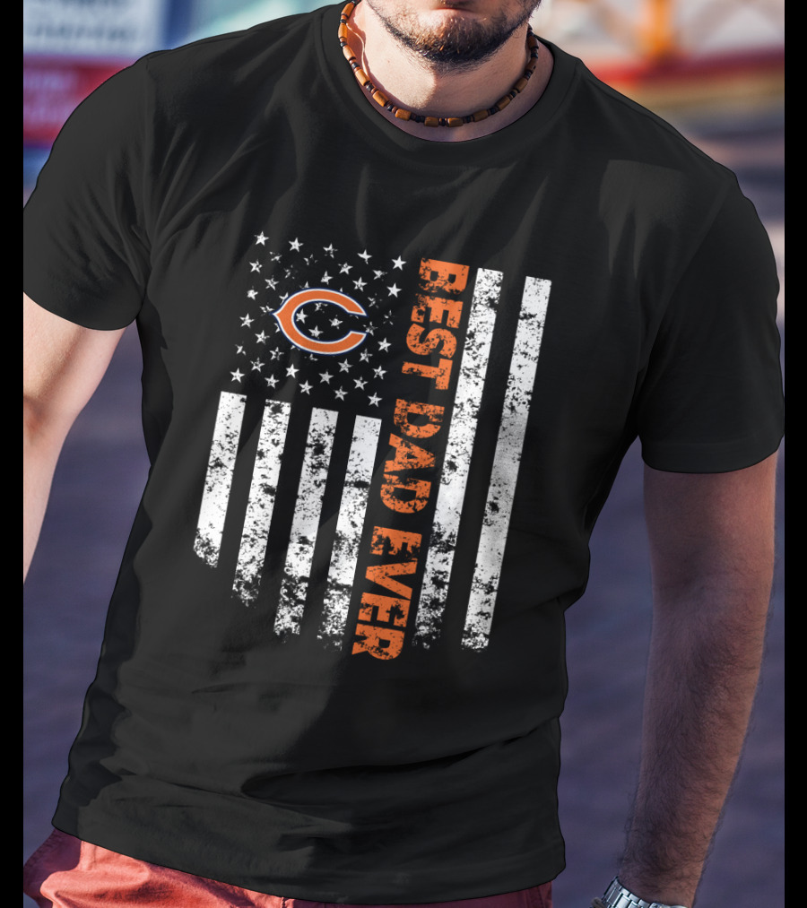Best Chicago Bears Dad Ever American Flag T-Shirt