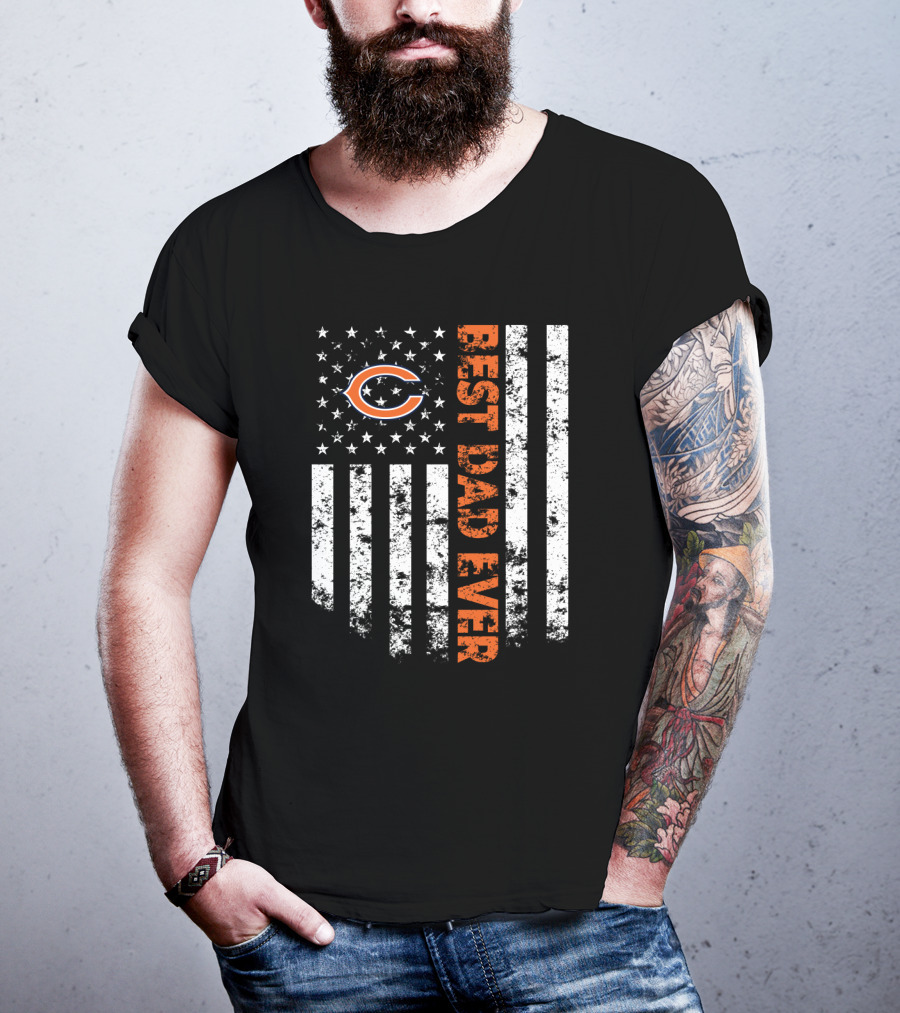Best Chicago Bears Dad Ever American Flag T-Shirt