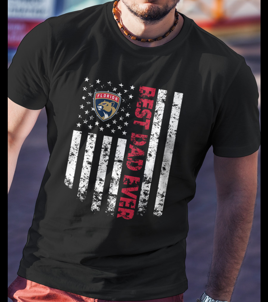 Florida Panthers Best Dad Ever Flag T-Shirt