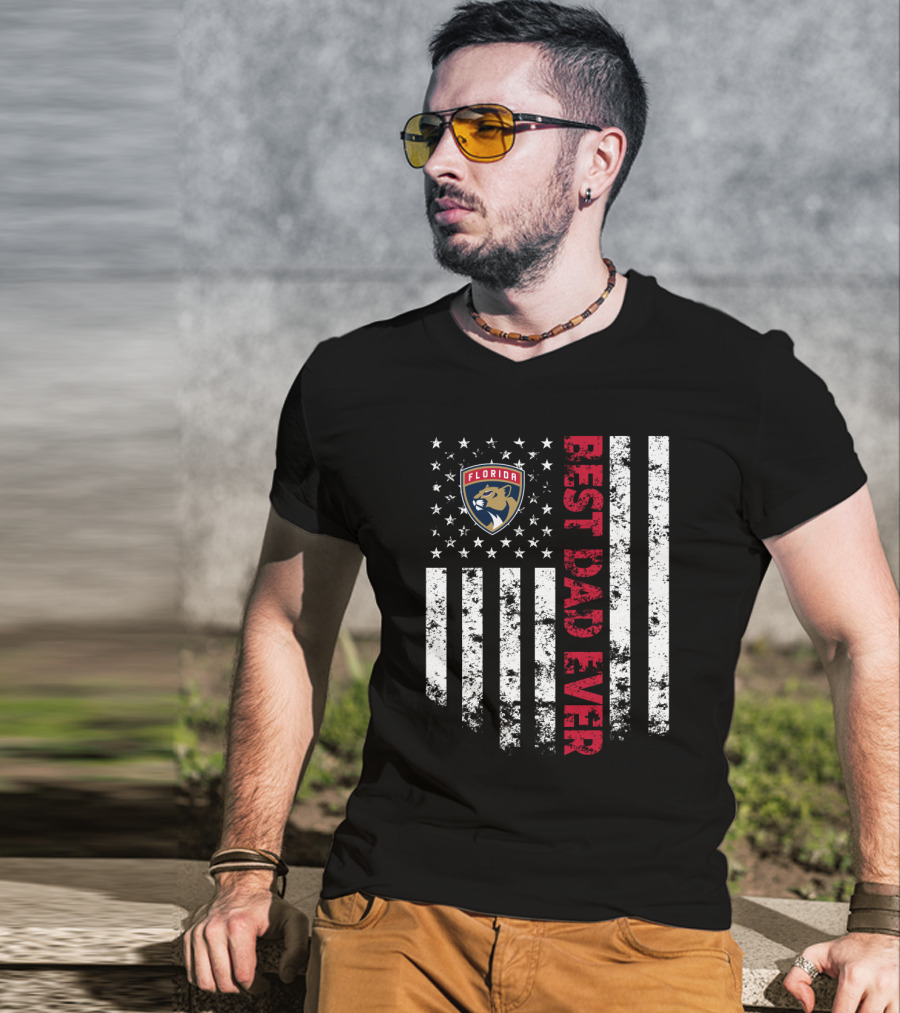 Florida Panthers Best Dad Ever Flag T-Shirt