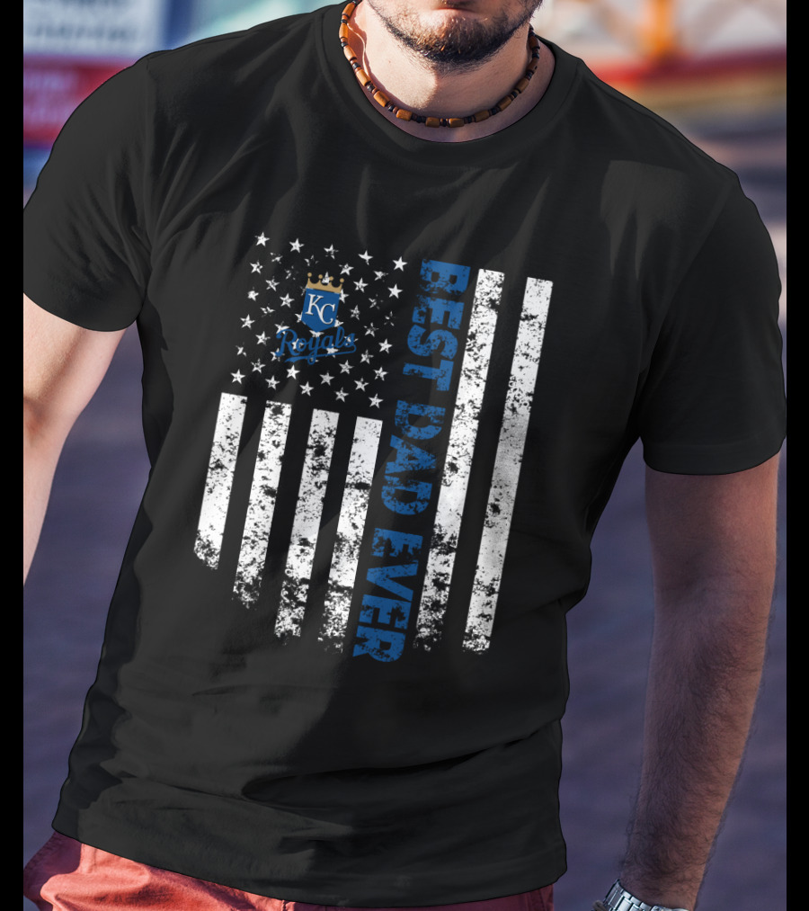 Best Kansas City Royals Dad Ever American Flag Style T-Shirt