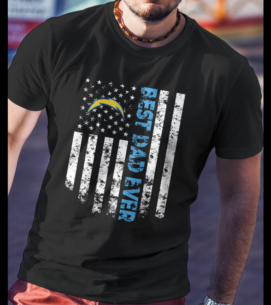Best Dad Ever Los Angeles Chargers Flag T-Shirt
