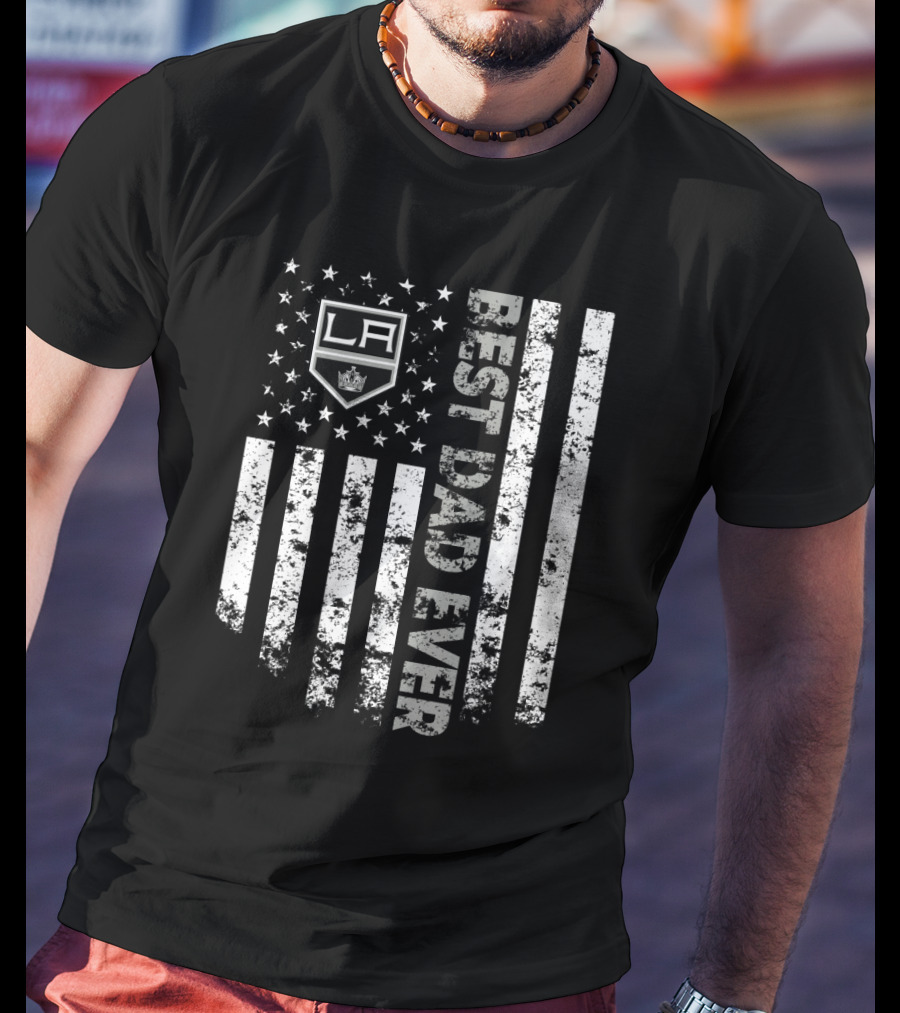 Los Angeles Kings Best Dad Ever American Flag T-Shirt