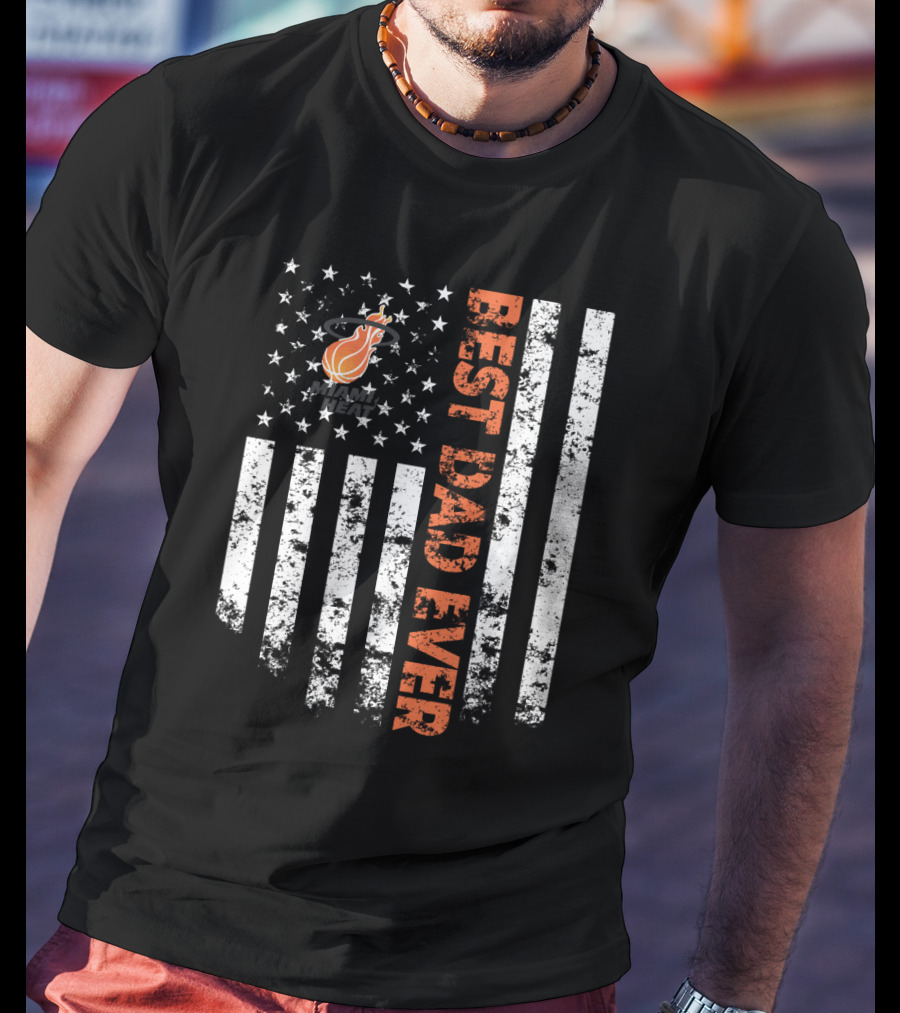Best Miami Heat Dad Ever Flag Style T-Shirt