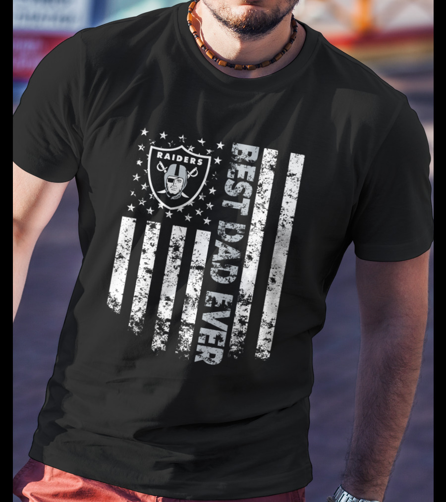 Raiders Best Dad Ever American Flag T-Shirt