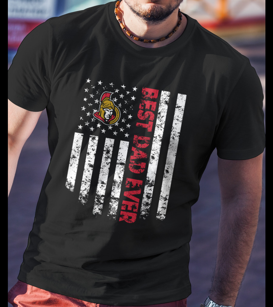 Ottawa Senators Best Dad Ever Vintage Flag T-Shirt