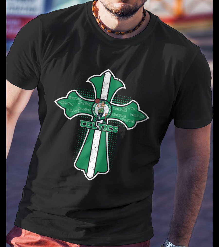 Celtics Fans Cross Jesus And Boston Basketball Team T-Shirt