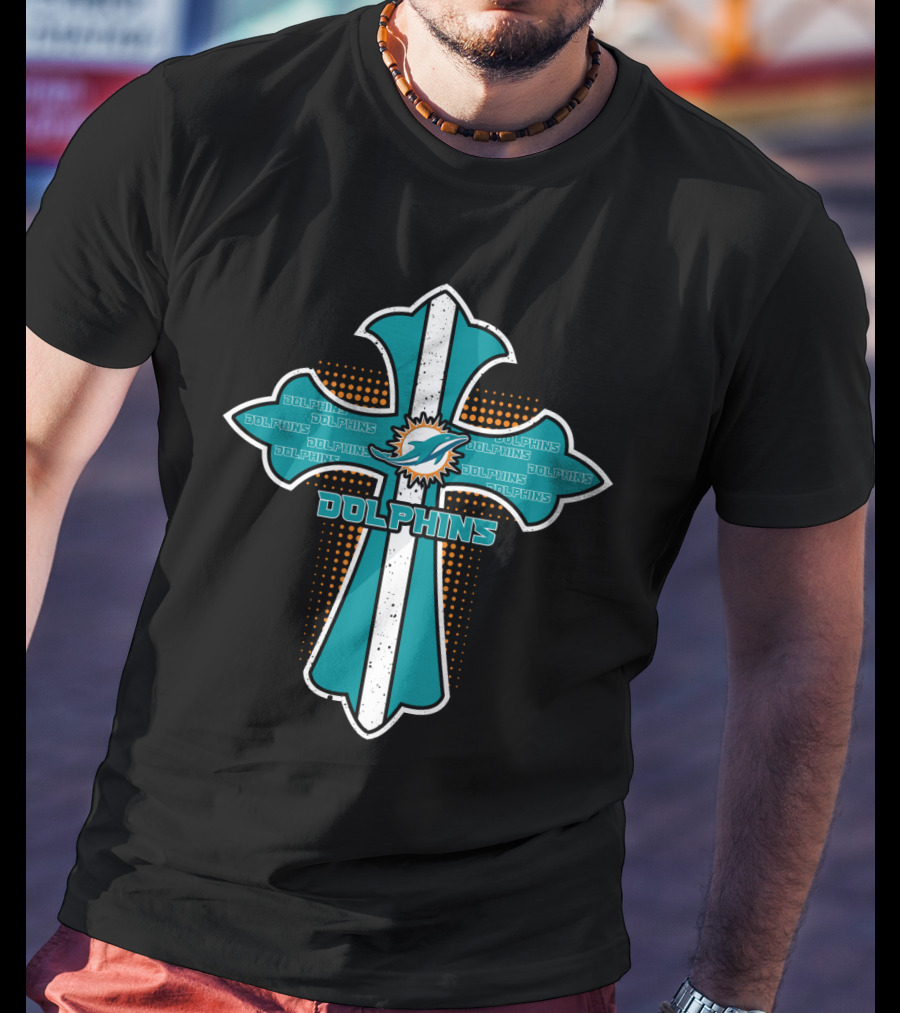 Dolphins Cross For Miami Dolphins Fans And Christianity Enthusiasts T-Shirt