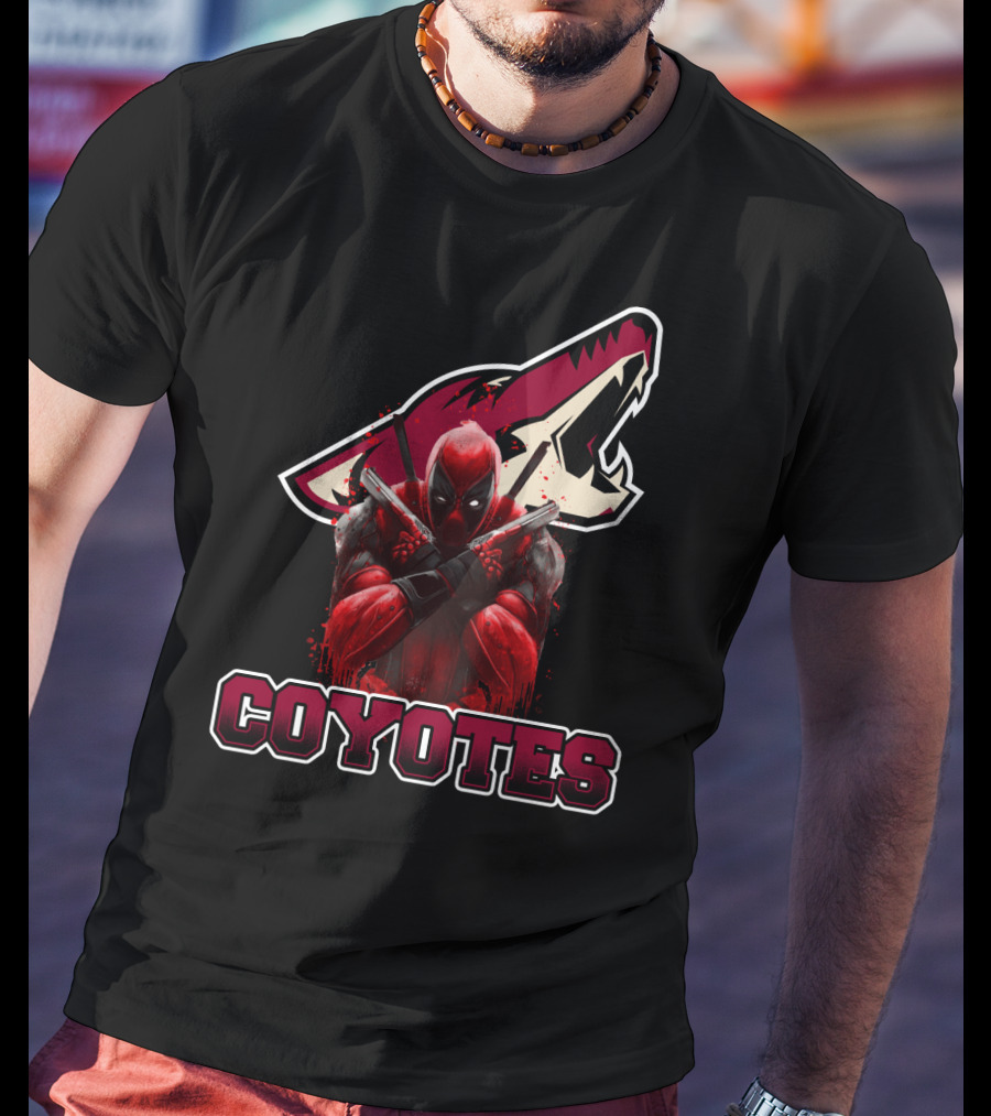 Arizona Coyotes Deadpool Logo Crossover T-Shirt