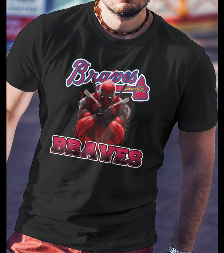 Braves Logo With Deadpool Crossover For Atlanta Braves And Marvel Fans T-Shirt