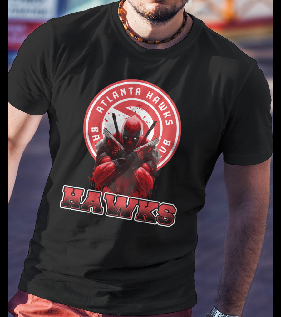 Atlanta Hawks Deadpool Logo Crossover Fan T-Shirt