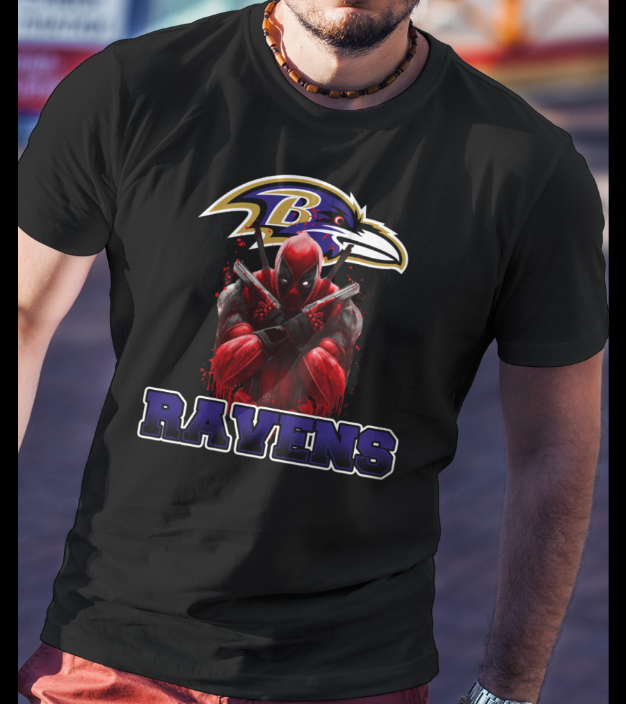 Baltimore Ravens Deadpool Crossover Fans T-Shirt