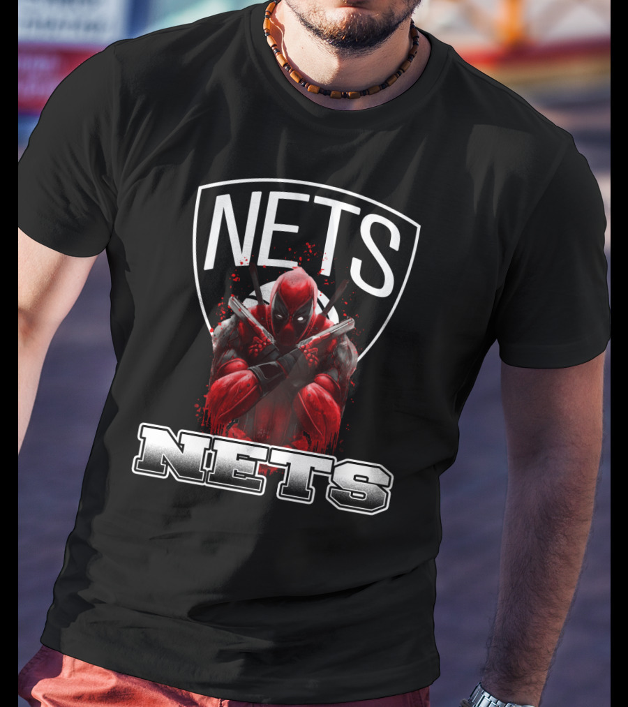 Brooklyn Nets Deadpool Crossover Fans Basketball And Comics T-Shirt