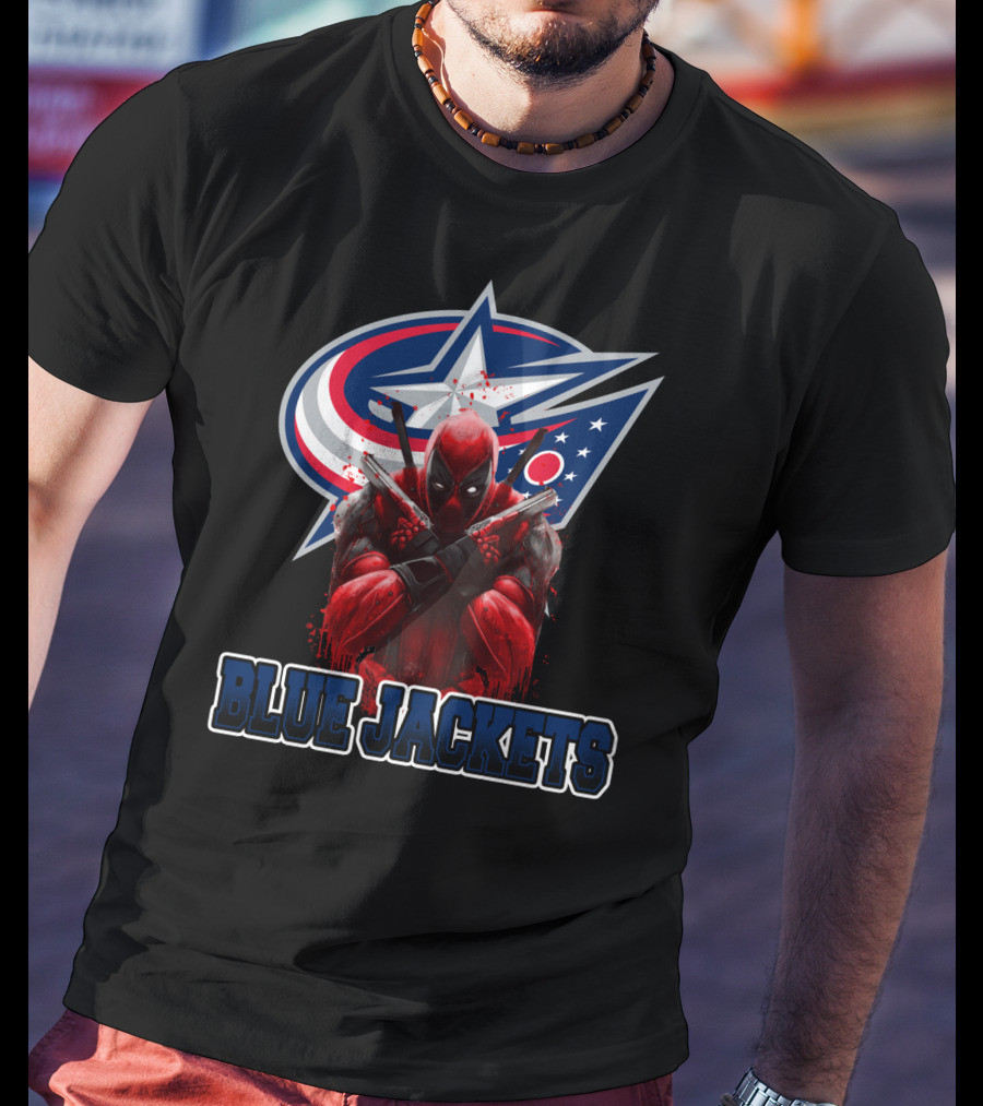 Columbus Blue Jackets Deadpool Crossover NHL Fans T-Shirt