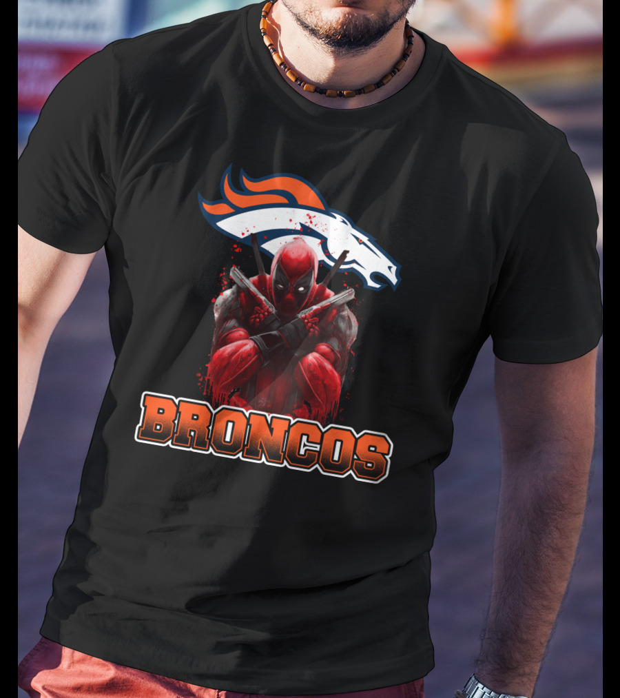 Denver Broncos And Deadpool Crossover Fans Iconic Mashup T-Shirt