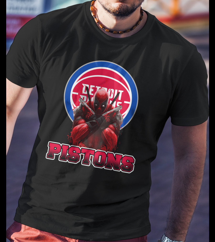 Detroit Pistons Deadpool Mashup Fan Merchandise T-Shirt
