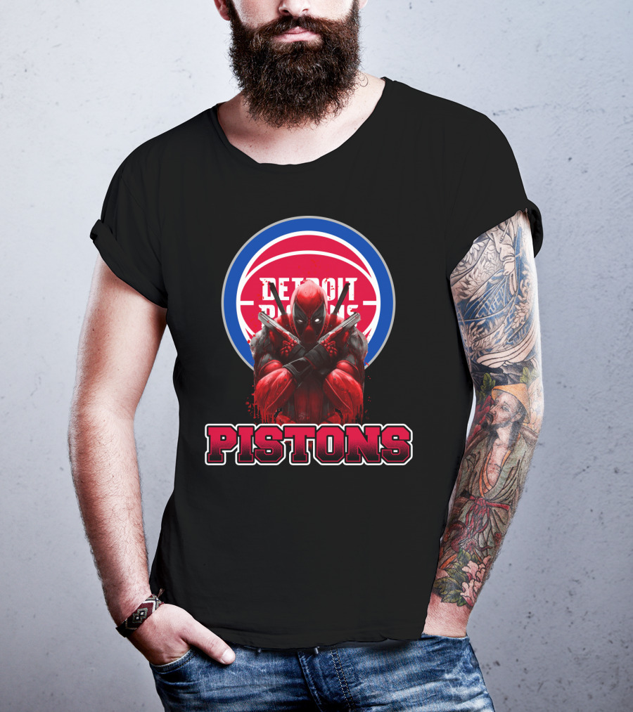Detroit Pistons Deadpool Mashup Fan Merchandise T-Shirt