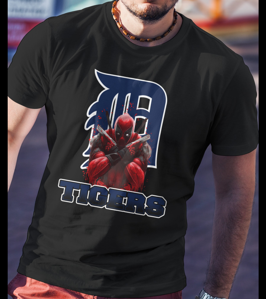 Detroit Tigers Deadpool Crossover With Iconic 'D' Logo And Character T-Shirt