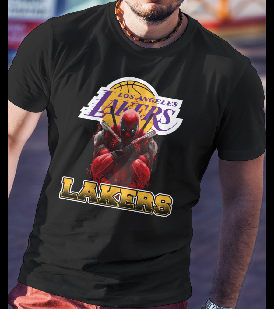 Deadpool In Los Angeles Lakers Colors With Logo Elements T-Shirt