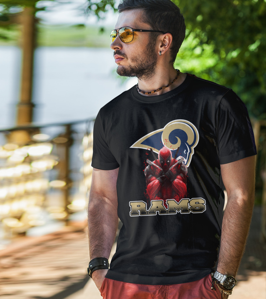 Rams And Deadpool Crossover With Los Angeles NFL T-Shirt