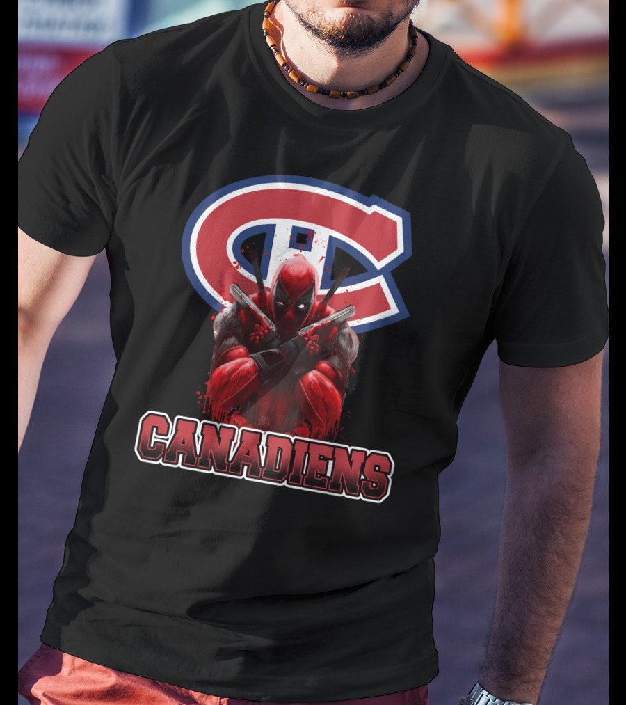 Montreal Canadiens Enthusiasts With Deadpool Fandom Crossover T-Shirt