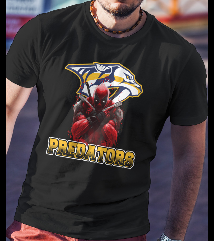 Nashville Predators Deadpool Crossover Predators Logo Deadpool Character T-Shirt