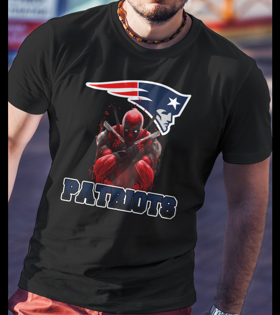 Patriots Deadpool Crossover With New England Patriots Logo Featuring Marvel Character T-Shirt
