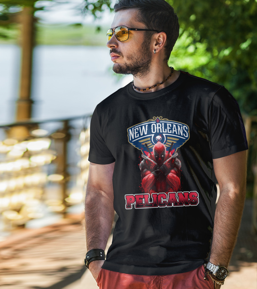 New Orleans Pelicans Deadpool Crossover Fans NBA Marvel Collaboration T-Shirt