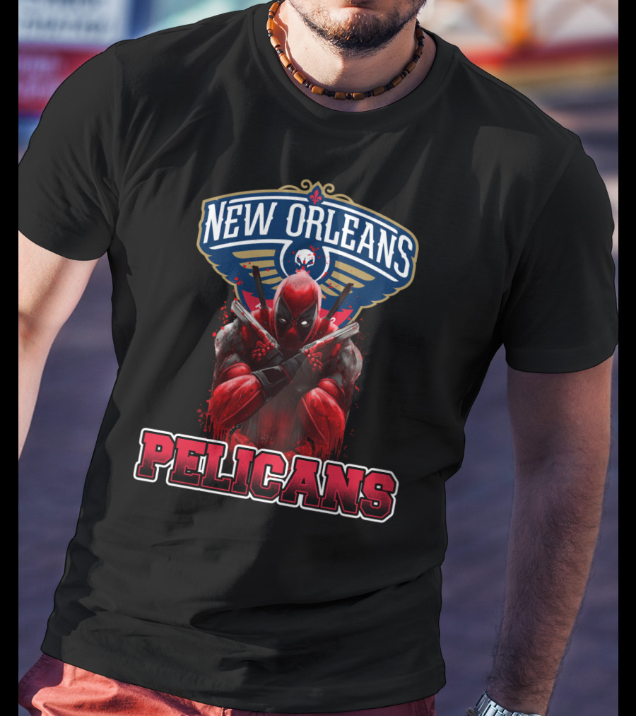 New Orleans Pelicans Deadpool Crossover Fans NBA Marvel Collaboration T-Shirt