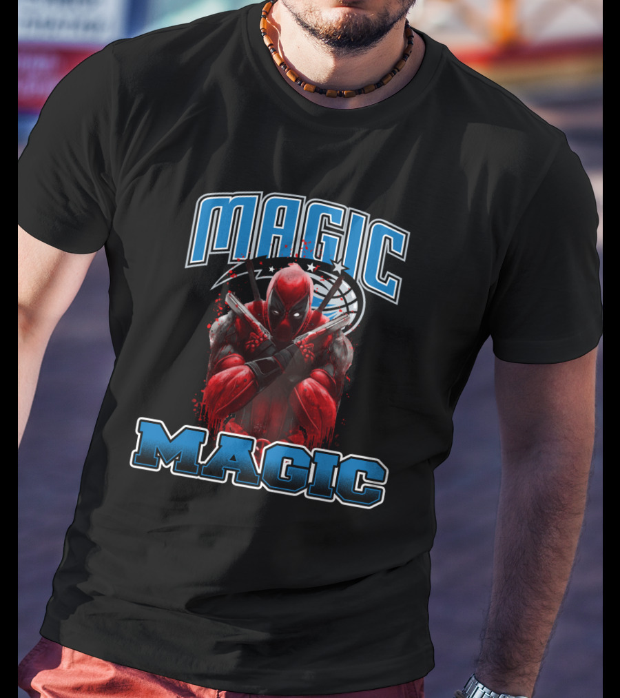 Orlando Magic Deadpool Crossover Fans Basketball Superhero Mashup T-Shirt