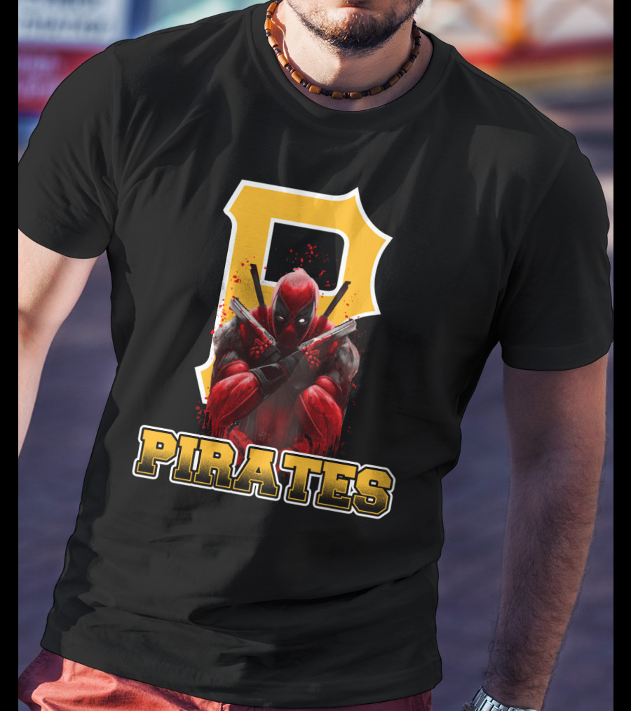 Pittsburgh Pirates Deadpool Crossover Fans Baseball Superhero Mashup T-Shirt
