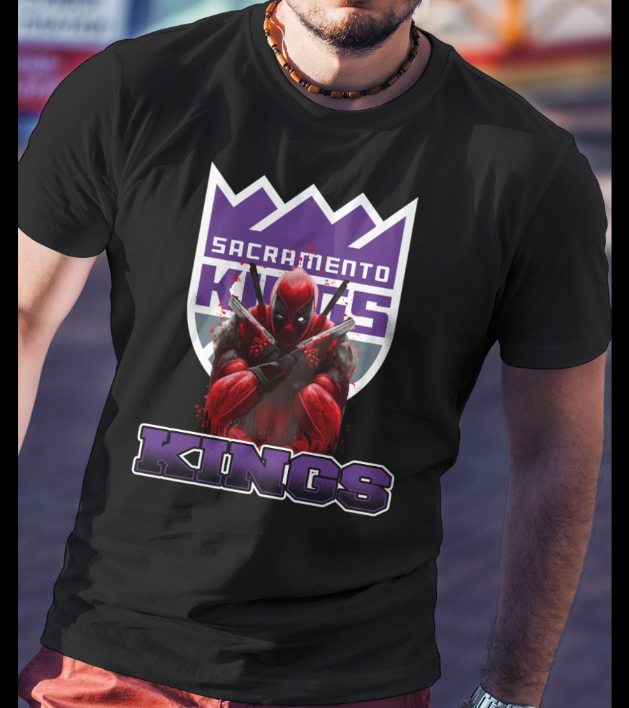 Sacramento Kings Deadpool Crossover Fan Logo T-Shirt