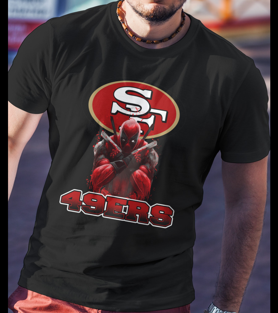 San Francisco 49ers NFL Logo And Deadpool Character Collaboration For Fans T-Shirt