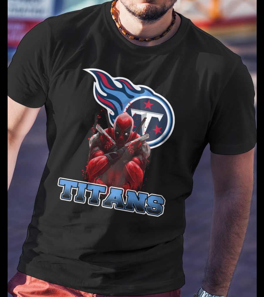 Tennessee Titans Logo And Deadpool Crossover Fan Gear T-Shirt