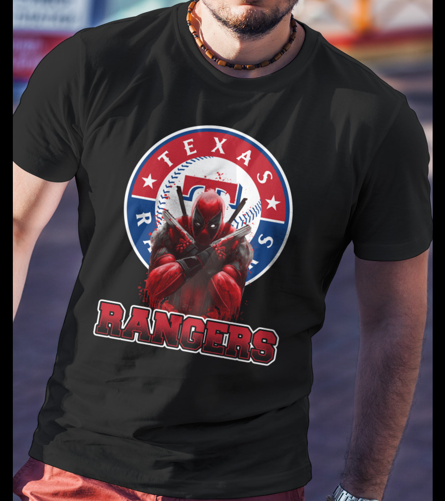 Texas Rangers Deadpool Crossover With Baseball T-Shirt