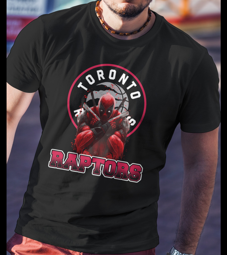 Toronto Raptors And Deadpool Collaboration Raptors Basketball Crossover T-Shirt