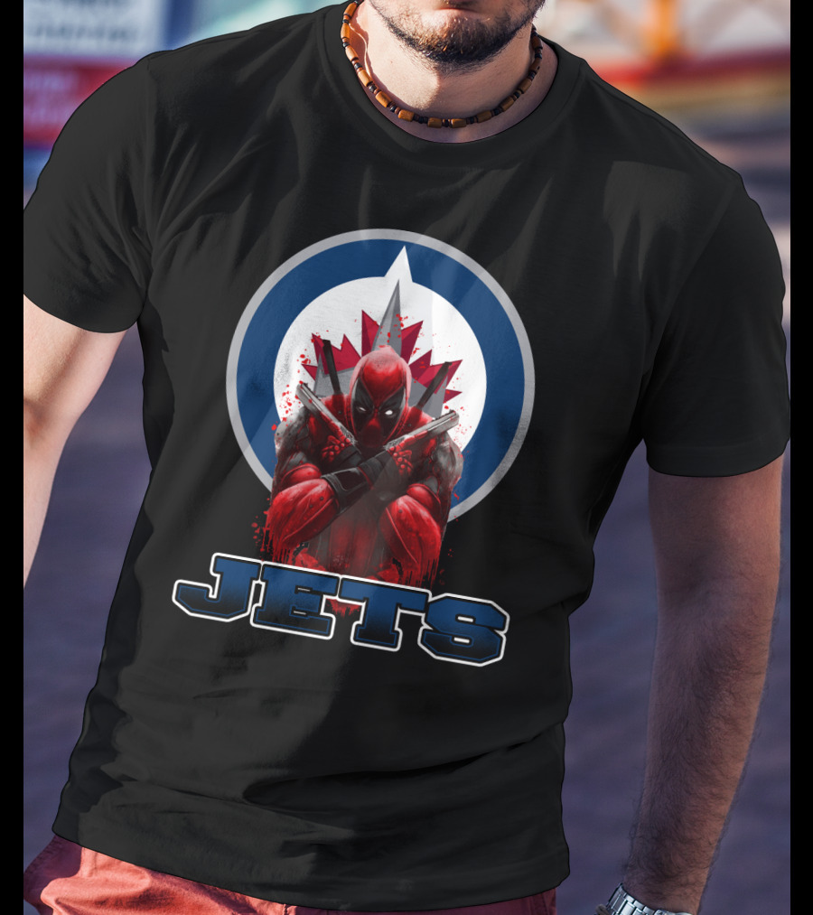 Winnipeg Jets Deadpool Crossover Logo Fans T-Shirt